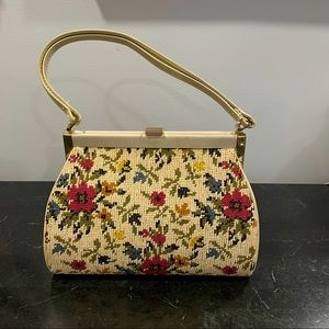 Vintage Floral Needlepoint Handbag